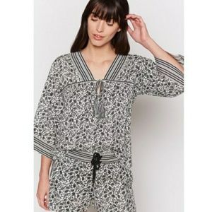 Joie Culveria Black and White Bell Sleeve Top